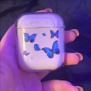 blue butterfly airpod case